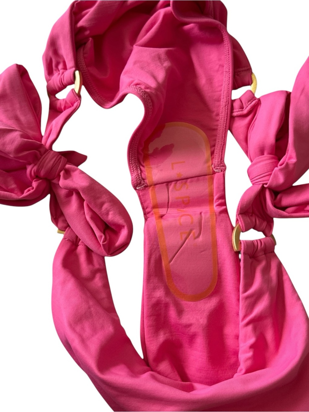 L*Space Kiki Tanga Bikini Bottom XL Fuchsia Pink Matte Gold Ring NWT - Picture 5 of 8